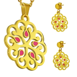 Set auriu din inox cu floricele